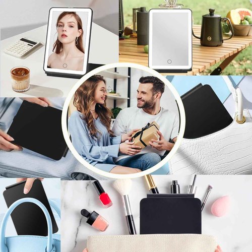 Tyseoome Makeup Mirror,Vanity Mirror with Lights, 10X Magnification, Folding Lighted Rechargeable Travel,Gift for Women Lighted with 72 Led Lights