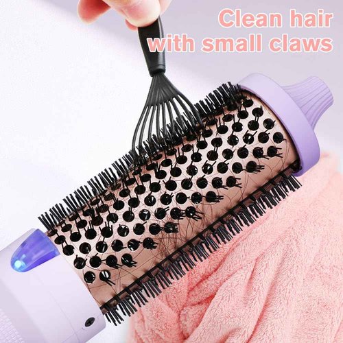 K&K 1.5 inch Volumizing Brush Heated Curling Ceramic Tourmaline Ionic Curling Iron Quick Heating Makes Hair Silky Smooth Dual Voltage Travel-Friendly Straightening Round Design (Purple, 1.5 Inch)