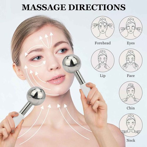 LazyGa Ice Globes for Face & Eyes - Unbreakless Stainless Steel Cryo Sticks Facial Massage Tools Cold Therapy Cooling Globes to Reduce Puffiness, Wrinkles, Dark Circles Spa & Esthetician Supplies