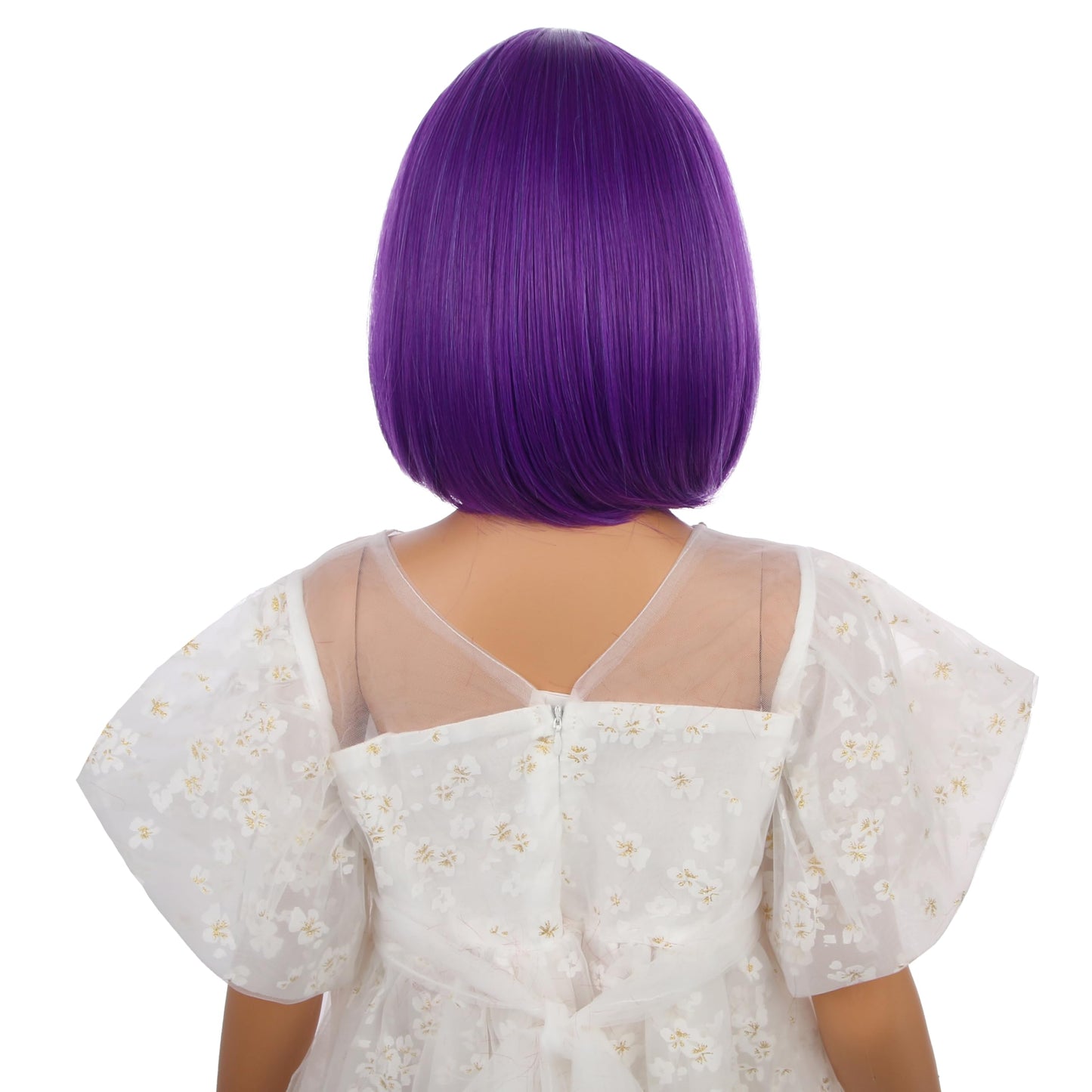 Edivd Bright Purple Bob Wig for Kids Girls Short Purple Bob Wig with Bangs Heat Resistant Synthetic Wig with Wig Cap