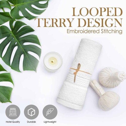 Elaine Karen White Wash Cloths for Your Face - 12 Pack Premium Cotton Washcloths - Hotel & Spa Bathroom Face Towels - 13x13 Face-Cloth