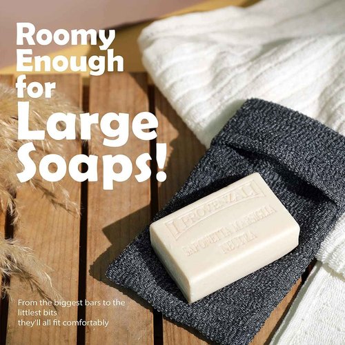 myHomeBody Soap Pocket Exfoliating Pouch, Body Scrubber Sponge, Exfoliator for Bath, Shower or Leftover Bits Saver, Graphite Gray, 6 Pack + 6 Lift Pads