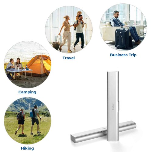 Oralphi Aluminum Toothbrush Travel Case, Portable Travel Toothbrush Holder, Durable Manual Toothbrush Box Container for Traveling, Bathroom, Camping, Business Trip-1Pack Silver