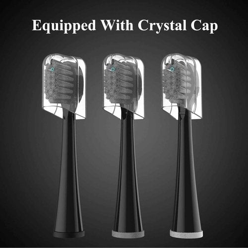 Replacement Brush Heads for Waterpick Sonic Fusion 2.0 Flossing Toothbrush with Cover, Compact, 3 Count White + 3 Count Black, Soft Bristles