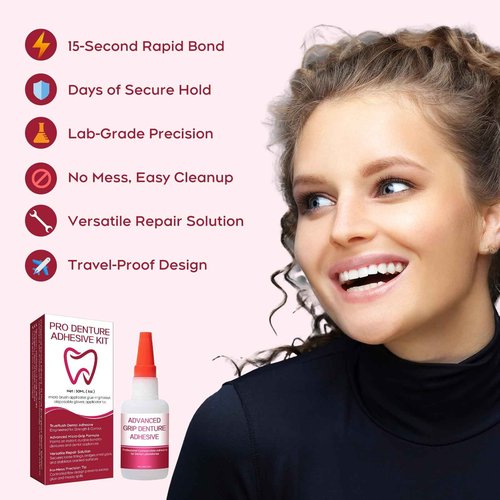 Dental Lab Instant Bonding Dental Glue for Dentures & Lab Tools - Fast-Setting in 15-60 Sec | Crack Repair & Gap Filling | Long-Lasting Hold (Days to Weeks) – 1oz