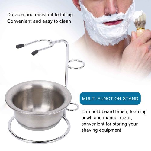 MOUMOUTEN Shaving Set, Metal Shaving Brush Holder, Stainless Steel Shaver Soap Bowl Set for Man, Husband, Father, Valentine's Day