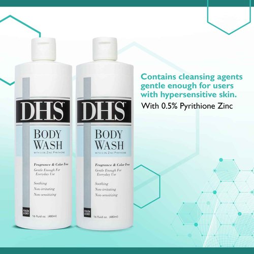 Person & Covey, Inc. DHS Moisturizing Body Wash - Gentle & Effective Body Wash Sensitive Skin, for Everyday Use - Unscented, Moisturizing for Men & Women, and Eczema Prone Skin - 2 Pack, 16 Oz.