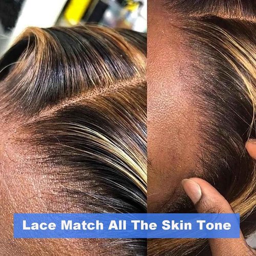 Lagalaga 20 Inch Color P4/27 Body Wave Wigs Human Hair Highlight Blonde Wis 200% Density Highlight Lace Frontal Wig 4x4 Lace Closure Wig Human Hair Pre Plucked For Black Women