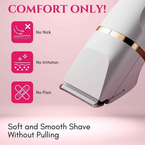 Paradise Bliss Quality 5-in-1 Bikini Trimmer Electric Razors with USB Cord, Excellent Facial Hair Elimination, Wet/Dry Body Shaver for Nose, Eyebrows, Beard, Leg, and Arm, IPX7 Waterproof (White)