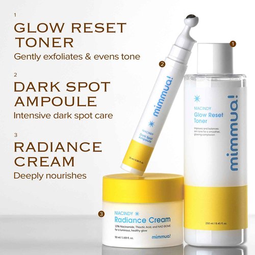 mimmua! Glow Reset Toner | Korean Clinic Skincare - Thioctic Acid & Niacinamide 5% | Gentle Exfoliation w/Pumpkin Extract | Fades Dark Spots & Acne Scars | Deep Hydration | 250ml /8.45 Fl Oz