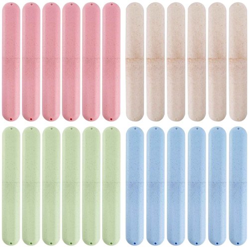 Hedume 28 Pack Travel Toothbrush Case, Portable Dust-proof Breathable Toothbrush Holder for Travel, Business, Home, Camping, School (4 Colors)
