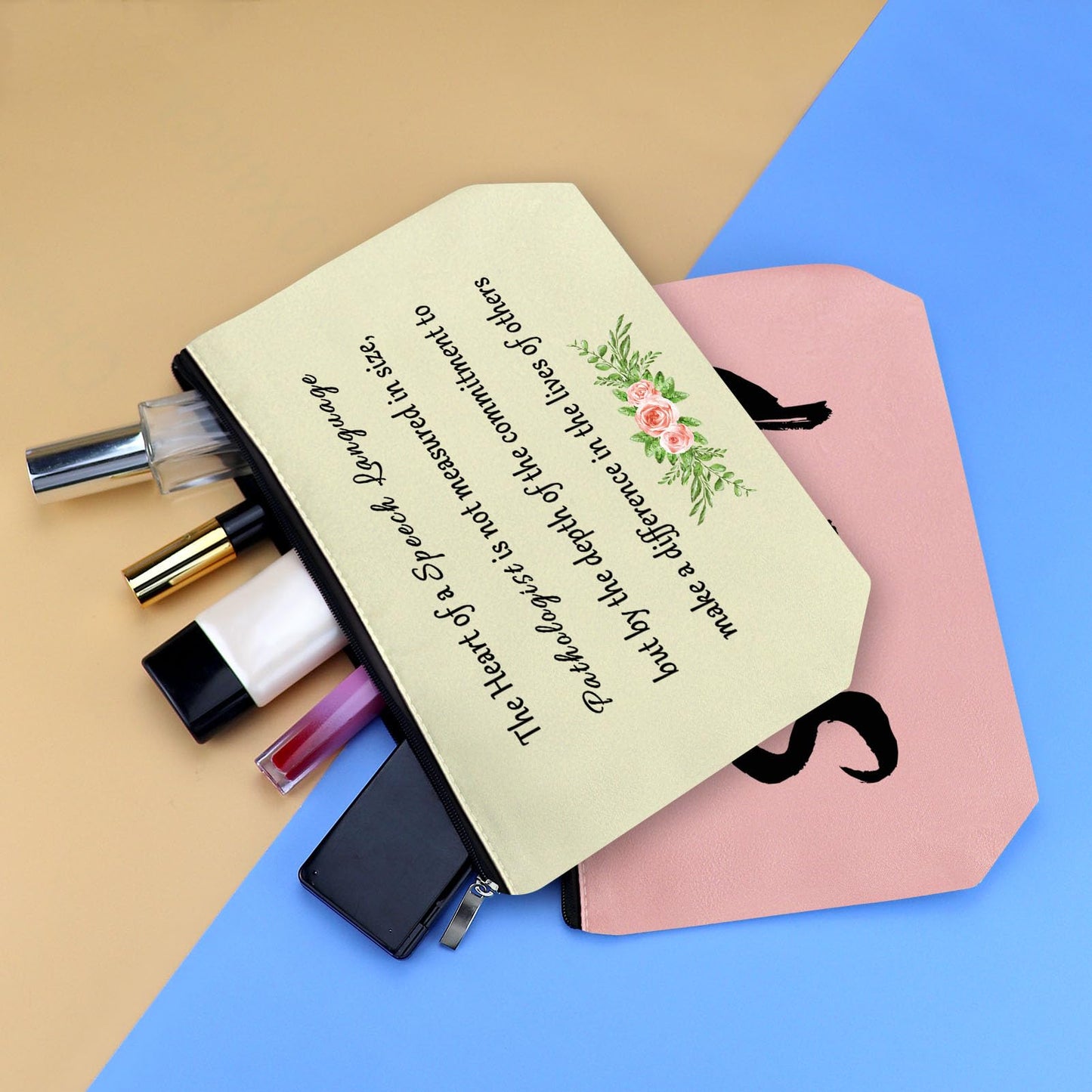 Speech Therapy Gifts Speech Therapist Gift for Women Makeup Bag Speech Language Pathologist Cosmetic Bag SLP Gifts Christmas Birthday Thanksgiving Gifts for SLP Speech Therapist Appreciation Gifts