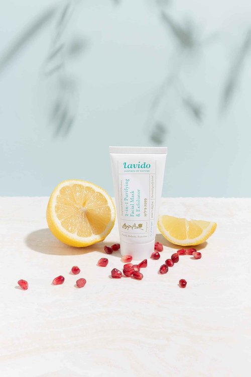 Lavido - Natural 2-in-1 Purifying Facial Mask + Exfoliator | Purify, Refresh + Stimulate Youthful Skin (1.69 fl oz | 50 ml)