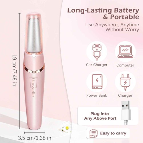 Glowelle Electric Foot Callus Remover, Electric Callus Remover for Foot, Rechargeable Portable Pedicure Tool Kit, Smooth Foot File Tools for Dead Hard Cracked Dry Skin, Foot Care for Women,Men Gift