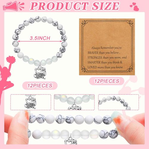 Locmeo 36 Pcs Cheerleader Gifts Set Including Portable Zipper Cheer Makeup Bag, Compact Mirror, Cheer Bracelet - Party Favors for Women Cheerleading Team