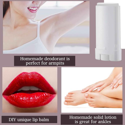 Wesiti 50 Pcs Plastic Empty Deodorant Containers 1/2 oz Travel Deodorant 15ml Refillable Containers Tubes Oval Lip Balm Tubes for Lip Balm DIY, White