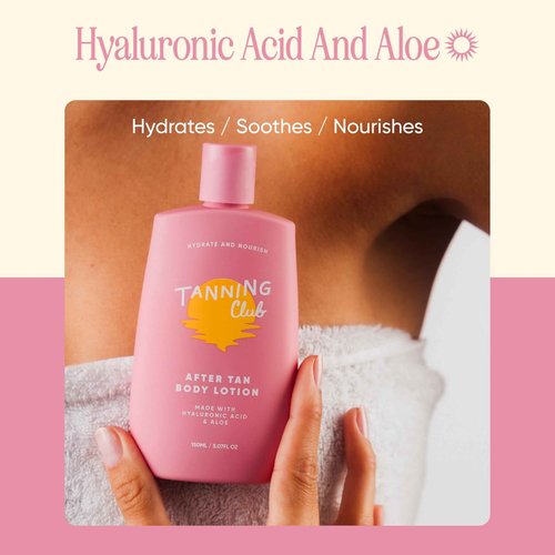 Tanning Club - After Tan Lotion - Hydrating Tan Extender with Hyaluronic Acid, Aloe, and Shea Butter - Nourishing Body Moisturizer for Sun-Kissed Skin - 150 mL