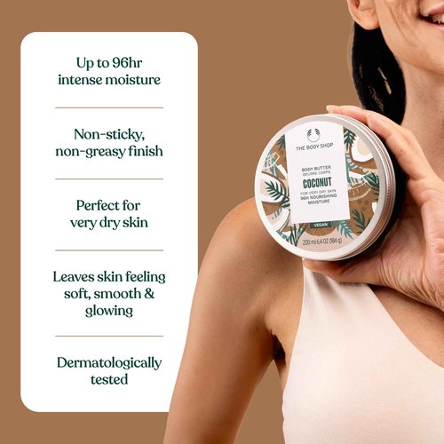 The Body Shop Coconut Body Butter – Nourishing & Moisturizing Skincare for Very Dry Skin – Vegan – 6.75 oz