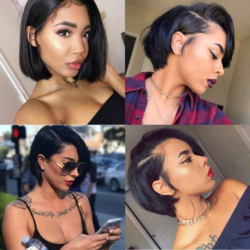 SINGLE BEST Brazilian Human Hair Bundles with Closure 10A Straight Bundles with Lace Closure 3 Bundles Human Hair with Lace Closure Free Part Natural Color (Straight, 8 8 8+8inch)