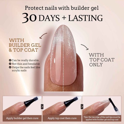 BTArtboxnails X-coat Tips Cat Eye Nails - French Tip Press On Nails, Medium Almond Soft Gel Nail Tips, Soak Off Acrylic Fake Nail Extensions