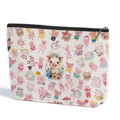 ZHAMEN Pig Gifts Pig Makeup Bag Pig Lover Gifts for Women Female Her Teen Girl Daughter Sister Animal Lovers Girlfriend BFF Best Friend Farm Animals Cosmetic Bag Mothers Nurse Day Graduation Birthday