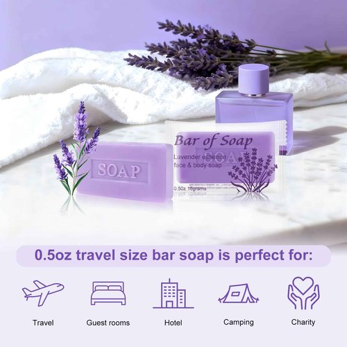 skourvut Bulk Bar Soap Travel Mini Soap Bars Bulk 0.5 oz,Guest Soaps Small for Bathroom,Hotel Soap Bars for Hotel Hospitality Homeless (Lavender,Pack of 150)