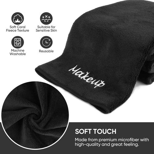 UNIMADE Makeup Remover Cloth, 24 Pack Black Facial Wash Cloths, Soft Coral Fleece Microfiber Towel for Face, Hand, and Bathroom(13" x 13")
