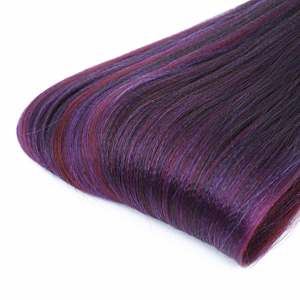 Pre Stretched Braiding Hair 26 Inch Ombre Purple Red 8 Packs Long Extensions for Twist Braids Itch Free Hot Water Setting Yaki Straight Synthetic Women