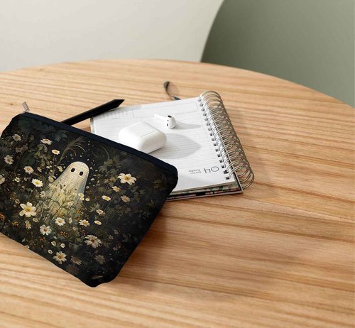 Ayxvt Ghosts Floral Makeup Bag - Ghosts Cosmetic Bags for Women, Spooky Decor Makeup Bag, Birthday Gifts for Women Birthday Gifts for Friends Female