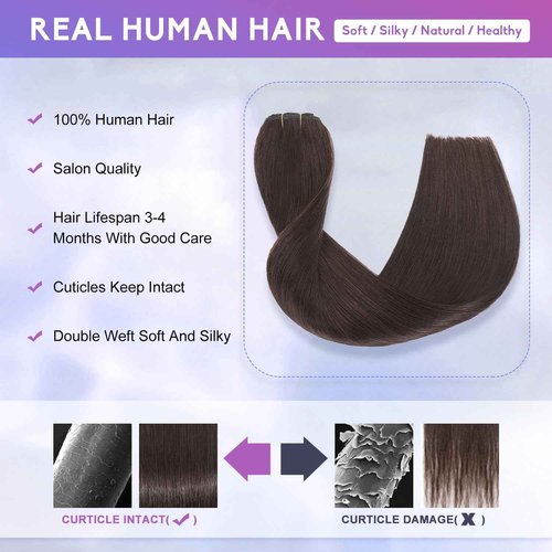 ZNXDJXE Dark Brown Clip in Hair Extensions Real Human Hair Invisible Seamless Remy Human Hair Clip in Extensions for Women 18 Inch 100g, 8pcs Per Set with Double Weft