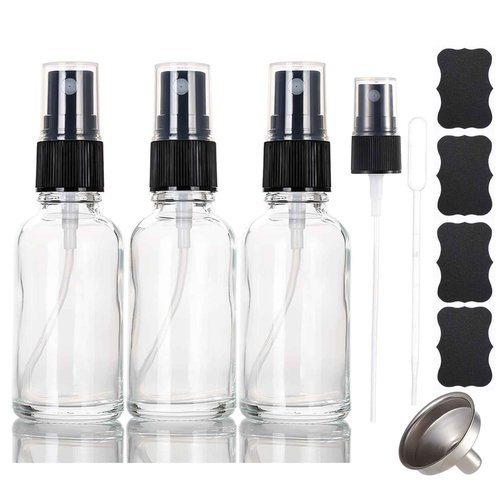 ALIFEIA 1 oz Glass Spray Bottles,Small Empty Fine Mist Refillable Travel Spray Bottle for Cleaning,Perfume,Aromatherapy,Cosmetic Sprays,Hair,Essential Oils with Fine Mist Dispenser（3 Pack）