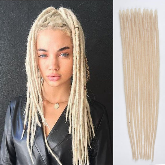 LADY MIRANDA 20 Inch White Tapering Dreadlock Extensions SE Synthetic Dreadlock Extensions Pre-Looped Crochet Dreadlocks Soft Handmade Hippie Style Dreads Extensions(10 Strands)