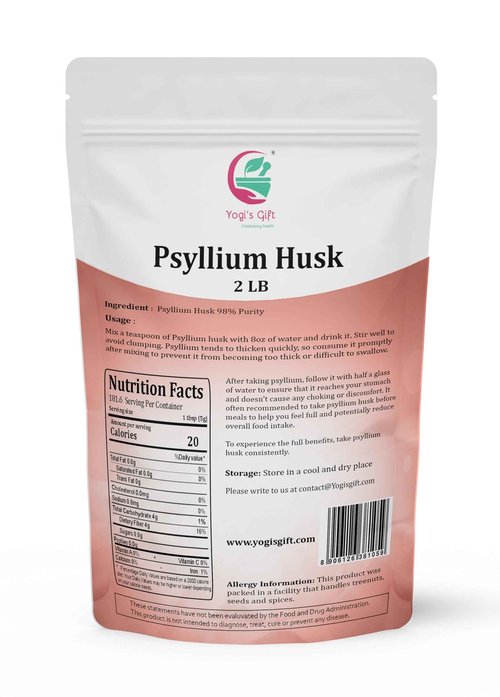 Psyllium Husk Whole 2 lb (32Oz), Use in Smoothies, Cooking and Baking, Unflavored, Fine Ground, 100% Natural, Non GMO, by Yogi's Gift®