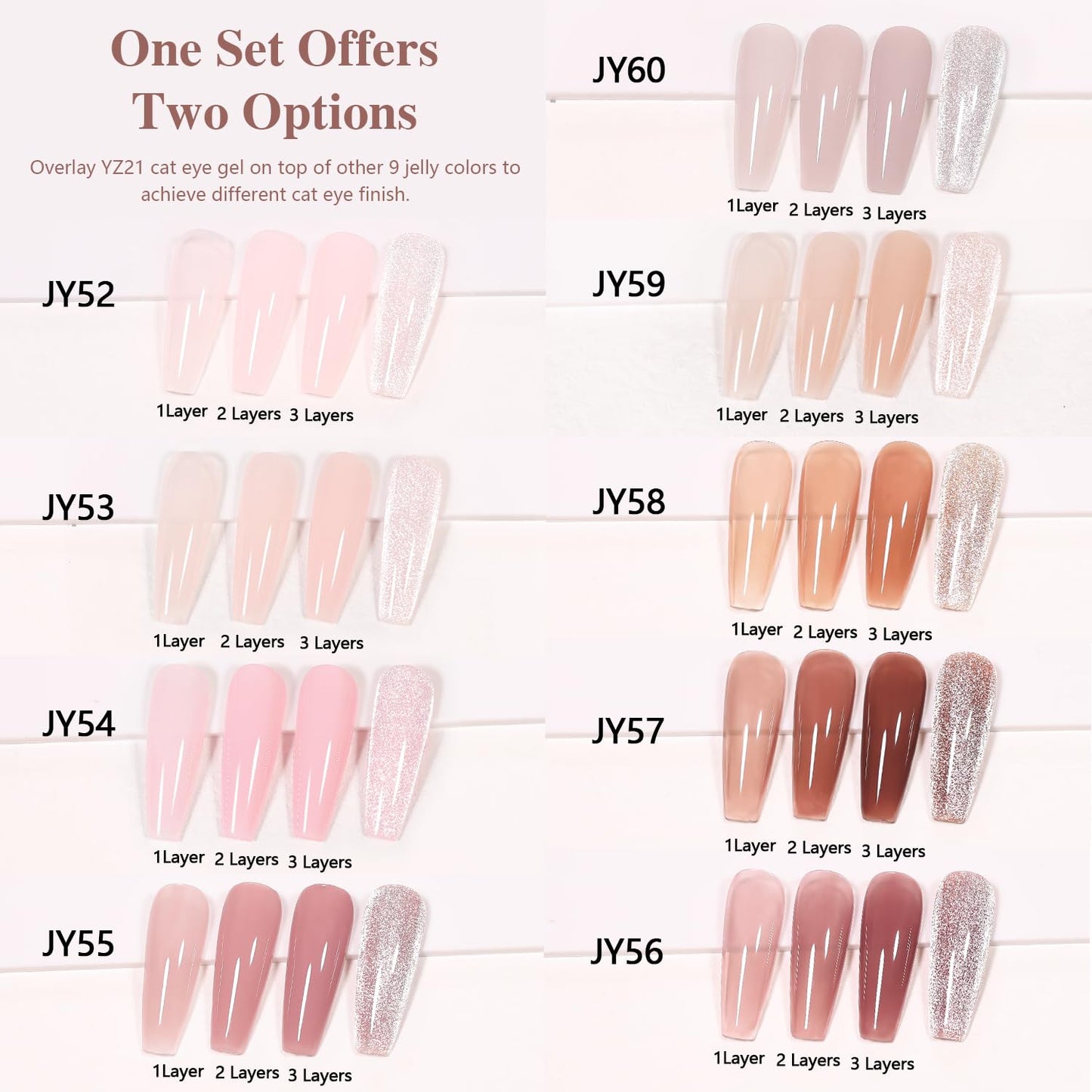 Beautpal Jelly Magnetic Gel Nail Polish Set 10PCS Semitransparent Gel Polish Colors Including Cat Eye Gel Polish Soak Off UV Nail Polish Home DIY Manicure Nail Salon 7ml