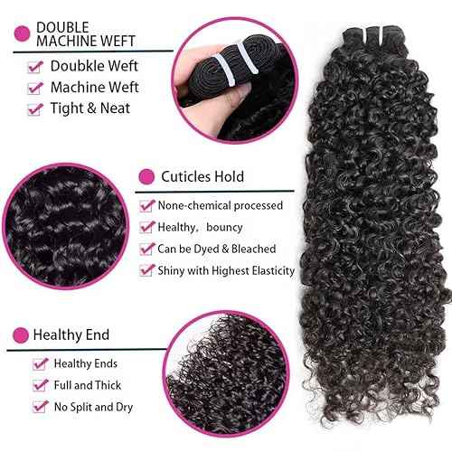 VIPbeauty16A Burmese Curly Human Hair Bundles 26 Inch 100% Unprocessed Brazilian Virgin Hair Quick Weave Bundles Human Hair Extensions Real Human Hair Natural Black