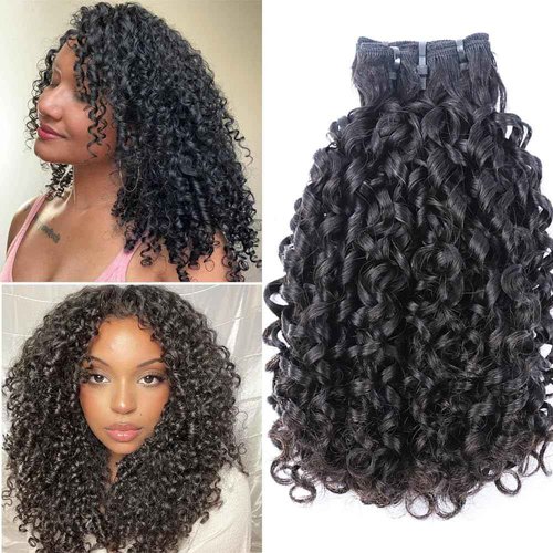 16A Double Weft Pixie Curly Human Hair Bundles 14 Inch 1 Bundle Burmese Curly Bundles Human Hair 3C4A 100% Unprocessed Brazilian Raw Virgin Hair Extensions Quick Weave Extensions Natural Color