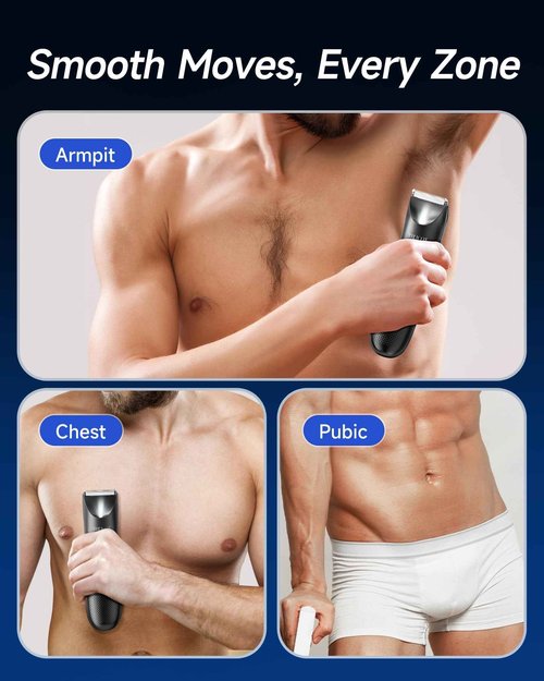 Manscape Trimmer for Men - No Nicks Electric Razor-Shaver for Balls/Pubic/Groin/Legs/Chest Hair Removal w/Light & Ceramic Blade, IPX7 Waterproof Body Groomer USB-C Charging, Gifts for Him Dad
