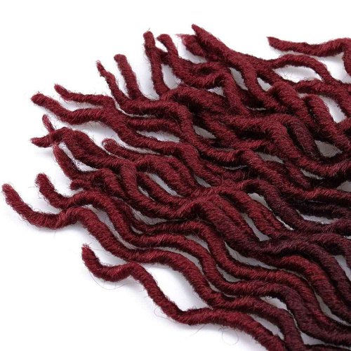 18 Inch Goddess Faux locs Crochet Hair 6 Packs/Lot Soft Gypsy Locs Wavy Crochet Braids Dreadlocks 3Tone Curly Wavy Twist Braiding Hair Extensions African Roots Braid(1B/99J/530#)