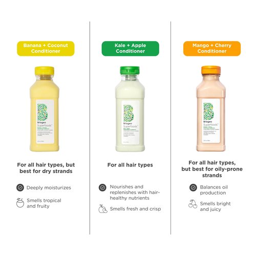 Briogeo Superfoods Banana + Coconut Nourishing Conditioner, Replenish Dull, Dry Hair and Supports Healthy Hair and Scalp, Moisturizing for All Hair Textures, Vegan, Cruelty-Free, 12.5 fl oz