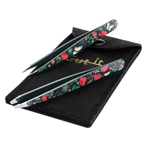 Tweezers - Pointed Slant Tweezer Set - Precision Tweezers for Women and Men Facial Hair, 420 Stainless Steel Pointed Slant Tweezers for Any Unwanted Hair; Ingrown Hair & Eyebrows, Includes Travel Case