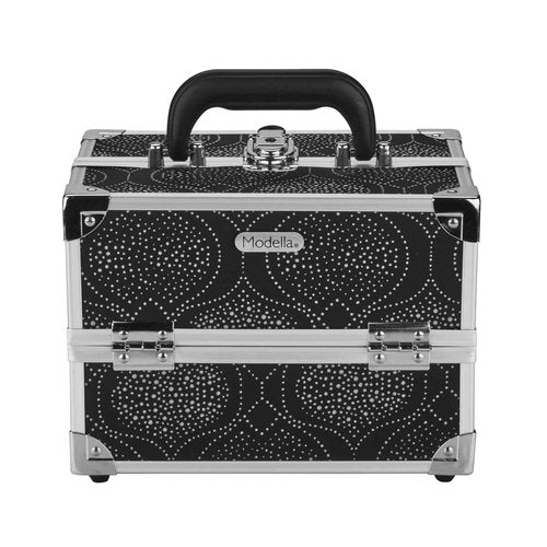 Conair Makeup Beauty Case, Cosmetic Case, with Expandable Shelves and Locking Latch, in Black Print, London SOHO New York for Conair