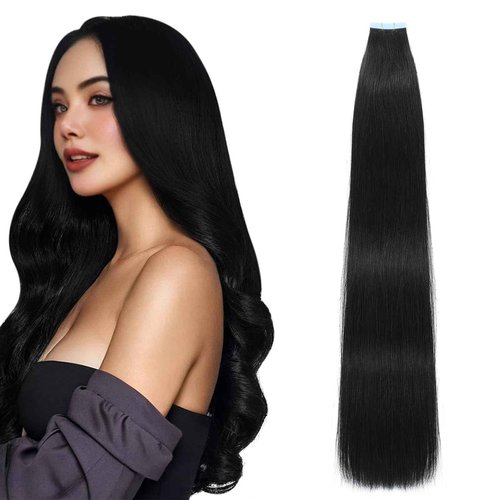 Tape in Hair Extensions Human Hair, Hair Extensions 18 Inch 20pcs Remy Straight Human Hair Tape in Extensions Skin Weft Tape Extensions Human Hair