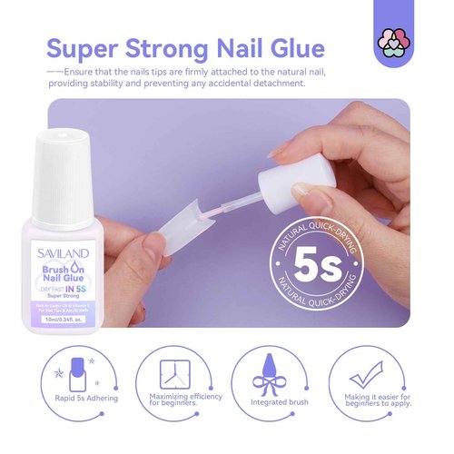 SAVILAND French Acrylic Nail Kit with Half Cover False Nail Tips 10 Sizes Acrylic Nail Tips with Glue