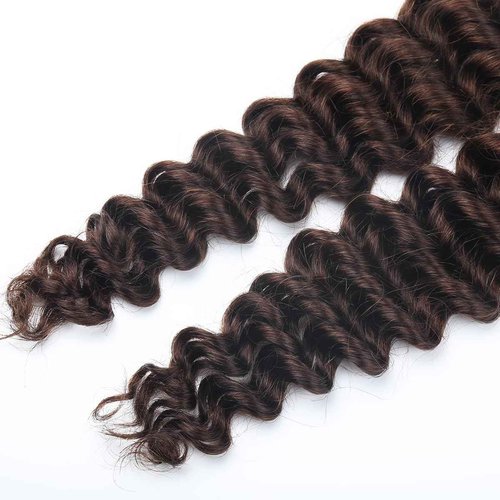 Human Braiding Hair for Boho Braids Deep Water Wave Curly Bulk Human Hair for Braiding Brazilian Virgin Human Hair for Micro Braiding Wet and Wavy Human Braiding Hair 100g 22inch Chocolate Brown