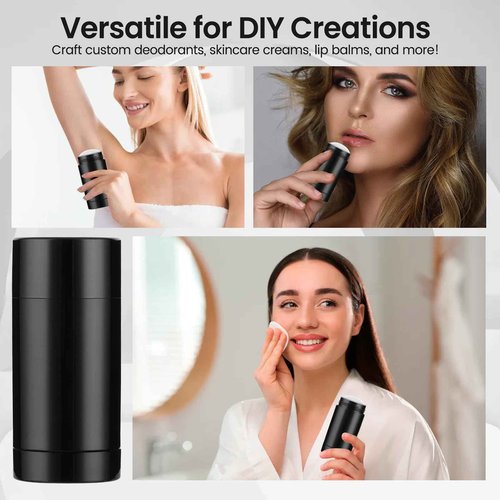 Sherules 10-Pack Empty Deodorant Containers White - 2.5oz/75ml Refillable Bottom-Fill Tubes with Twist-Up for DIY Homemade Deodorant & Lip Balm