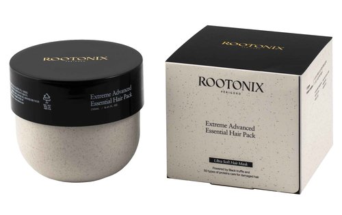 ROOTONIX Extreme Advance Essential Hair Pack for Damaged Hair, Korean Hair Treatment, Hydrating Repair Mask with Protein, Keratin & Black Truffle (8.45 fl oz /250ml)