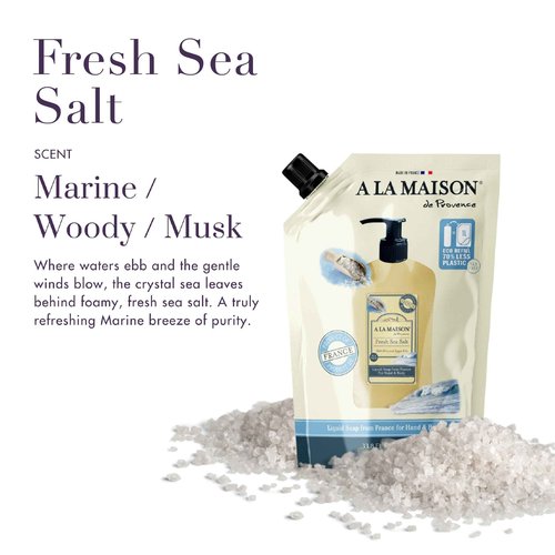 A LA MAISON Liquid Hand Soap (33.8 Refill Pouch, 3 Pack, Fresh Sea Salt)