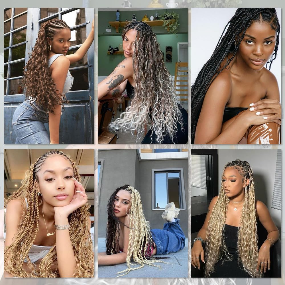 Deep Wave Crochet Hair 18 Inch 2 packs Long Curly Braiding Hair Extensions Ocean Wave Crochet Hair For Black Women Synthetic Ocean Wave Curly Crochet Hair For Boho Box Braids (#30, 18inch, 2pack)