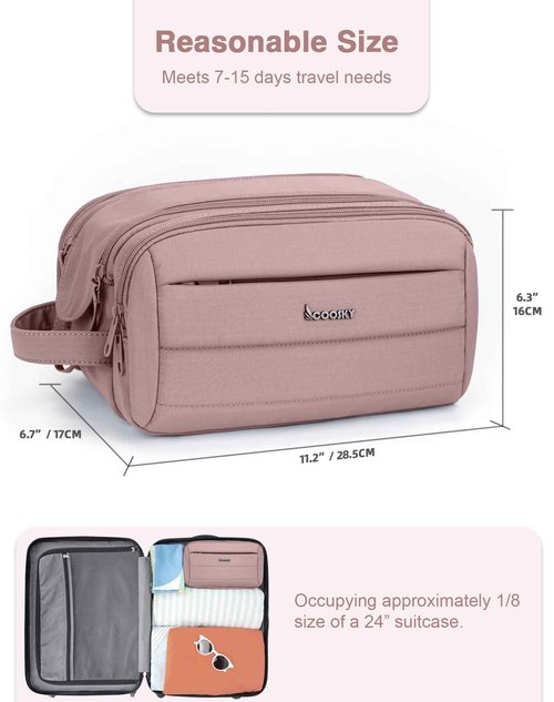 COOSKY Toiletry Bag for Men & Women, Cruise Ship Travel Essentials, Shaving Dopp Kit with Dry and Wet Separation, Water-resistant Bathroom Cosmetic Organizer Bag, Makeup Accessories, Dark Purple
