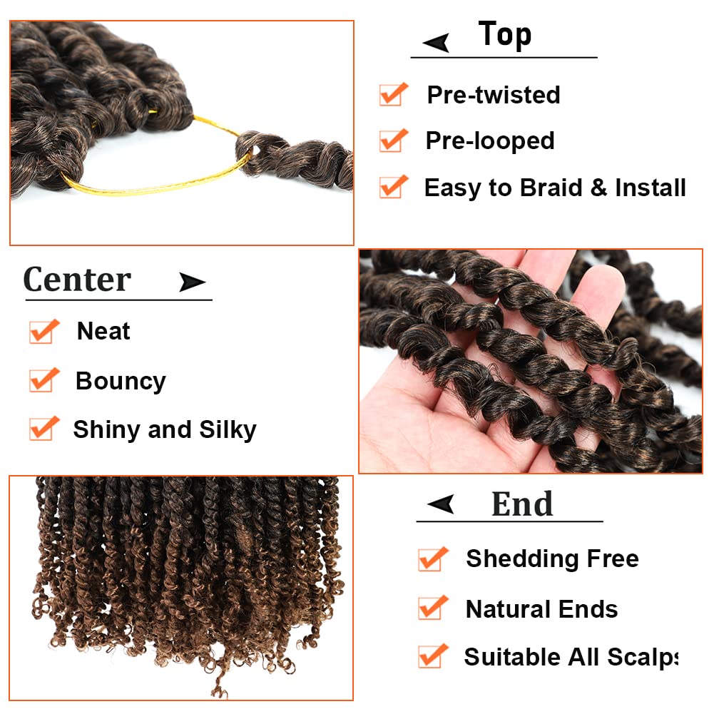 Passion Twist Crochet Hair 6 Inch 8 Packs Pre-Twisted Passion Twist Hair Crochet Hair for Black Women Pre-Looped Crochet Braids Synthetic Crochet Hair Extensions #T30